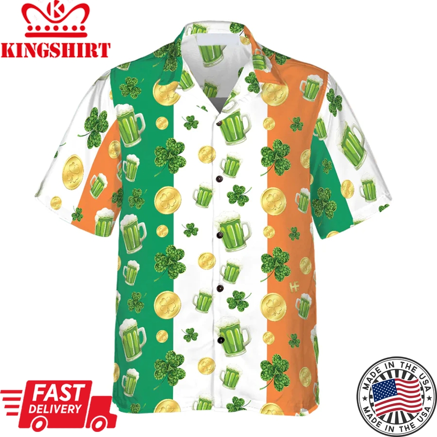 Beer Shamrock And Coin St Patrick's Day Trendy Hawaiian Shirt