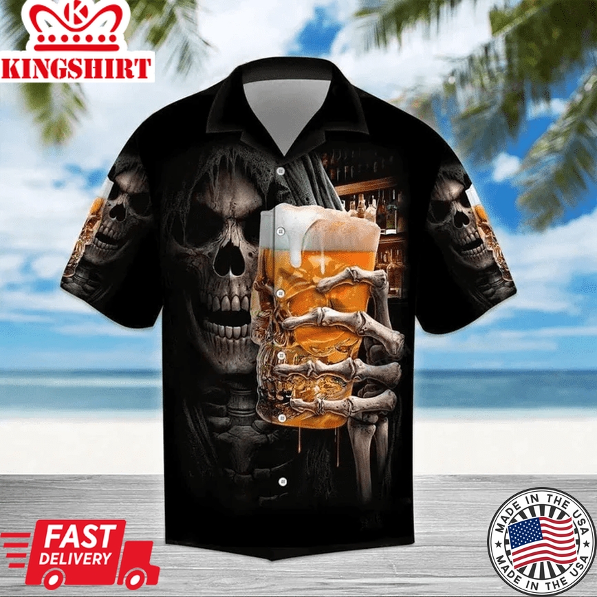 Beer Skull Trendy Hawaiian Shirt For