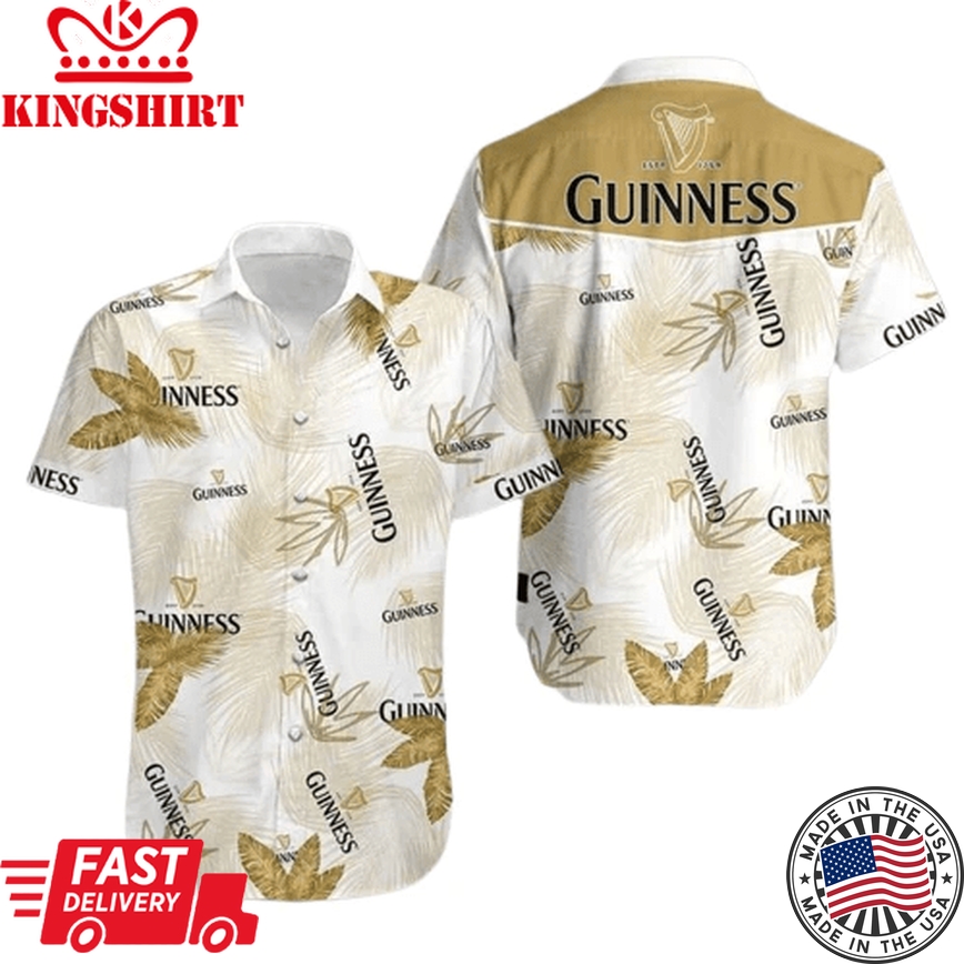 Beer Trendy Hawaiian Shirt Guinness Beer Yellow White Hawaii Aloha Shirt Beer Hawaii Shirt