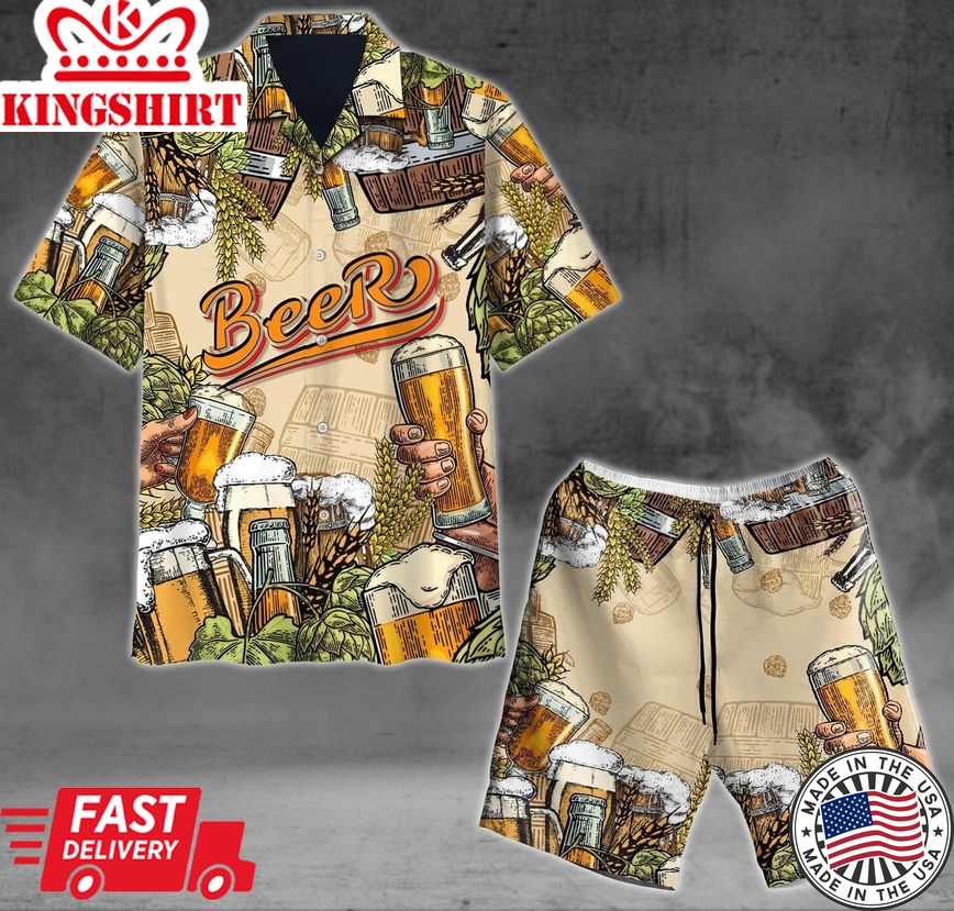 Beer Trendy Hawaiian Shirt Set Unisex