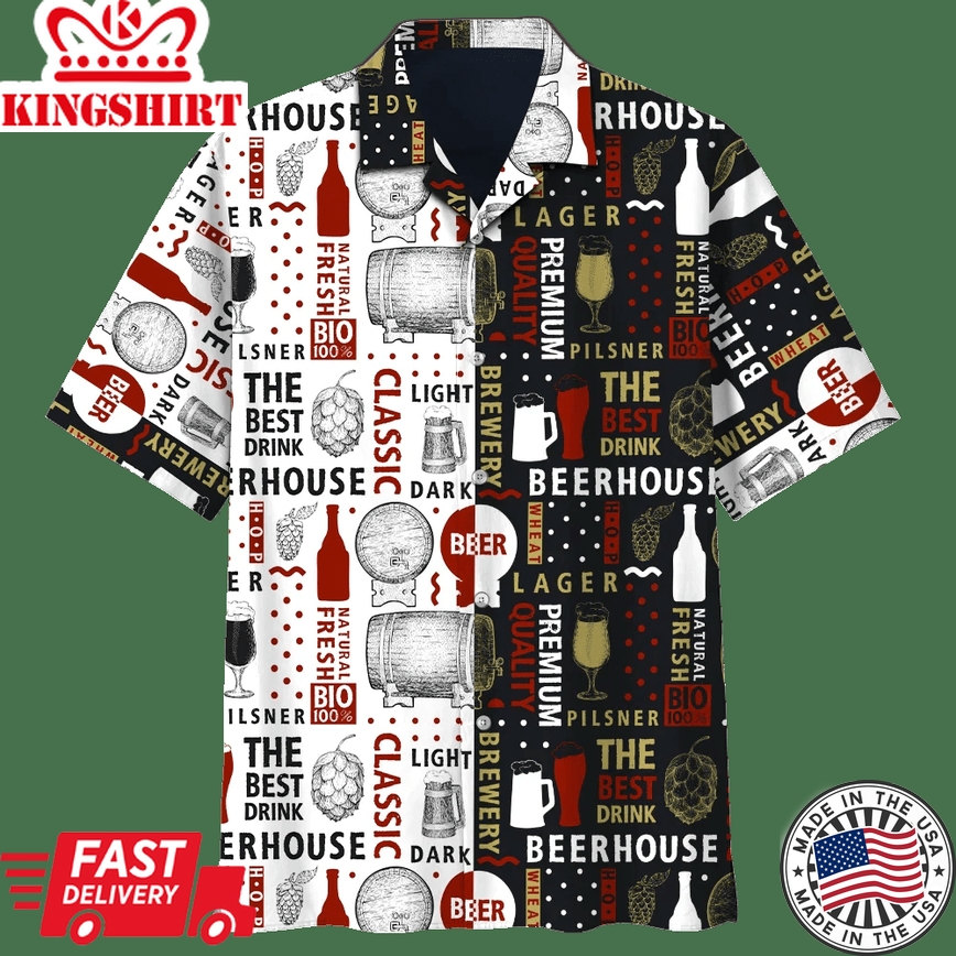 Beer Trendy Hawaiian Shirt The Best Drink Beer House Black White Aloha Shirt Beer Hawaii Shirt