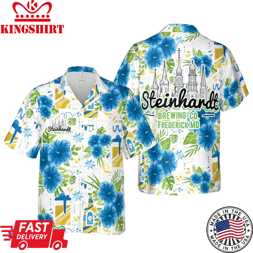 Beer With Tropical Flower Pattern Hawaiian Shirt