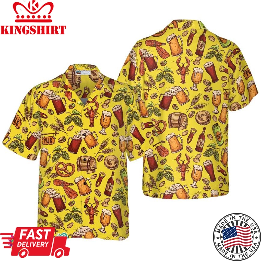 Beer Yellow Hawaiian Shirt Hawaiian Shirt