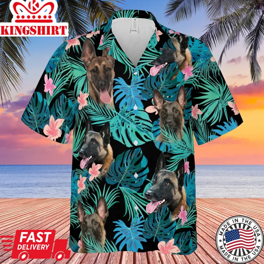 Belgian Malinois Trendy Hawaiian Shirt, Dog Summer Leaves Trendy Hawaiian Shirt, Unisex Print Aloha Short Sleeve Casual Shirt Summer Gifts