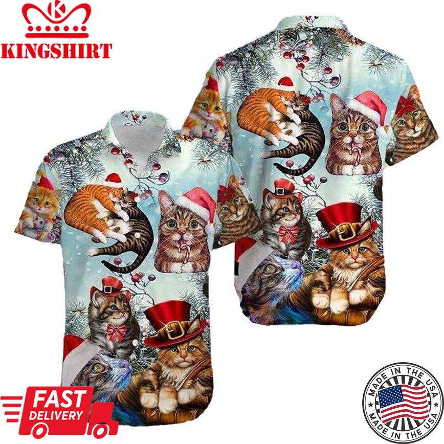 Believe In Magic Of Christmas Cute Cats Trendy Hawaiian Shirt