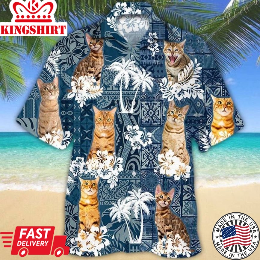 Bengal Trendy Hawaiian Shirt For Summer Travel, Cat Trendy Hawaiian Shirt For Man And Woman