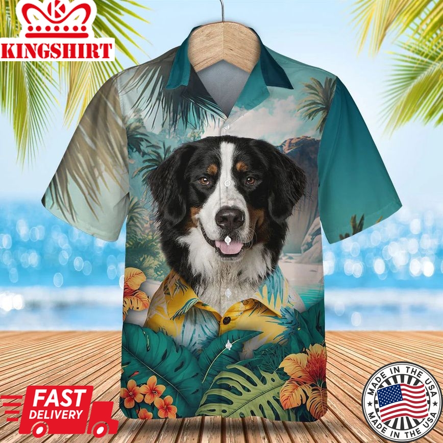 Bernese Mountain Dog - 3D Tropical Trendy Hawaiian Shirt