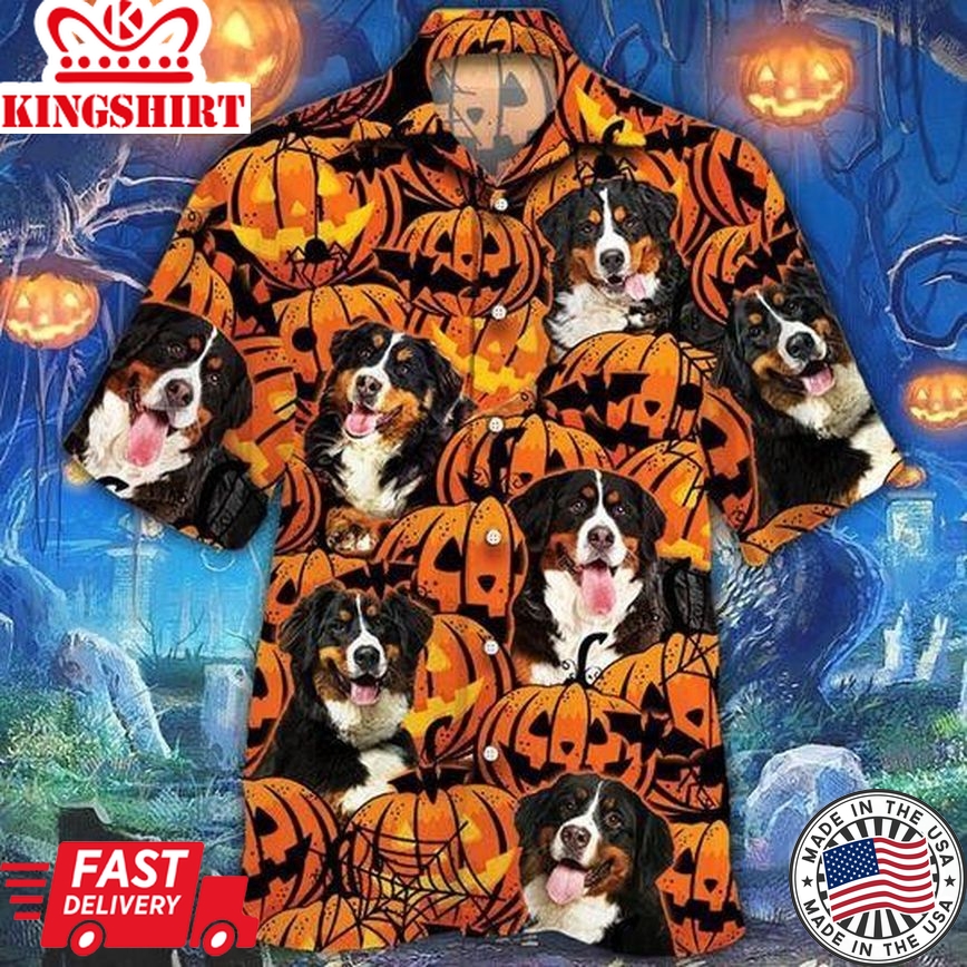 Bernese Mountain Dog Halloween Trendy Hawaiian Shirt For