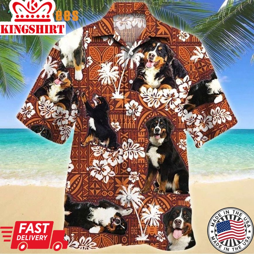 Bernese Mountain Dog Red Tribal, Dog Trendy Hawaiian Shirt Perfect Gifts For Your Loved Ones