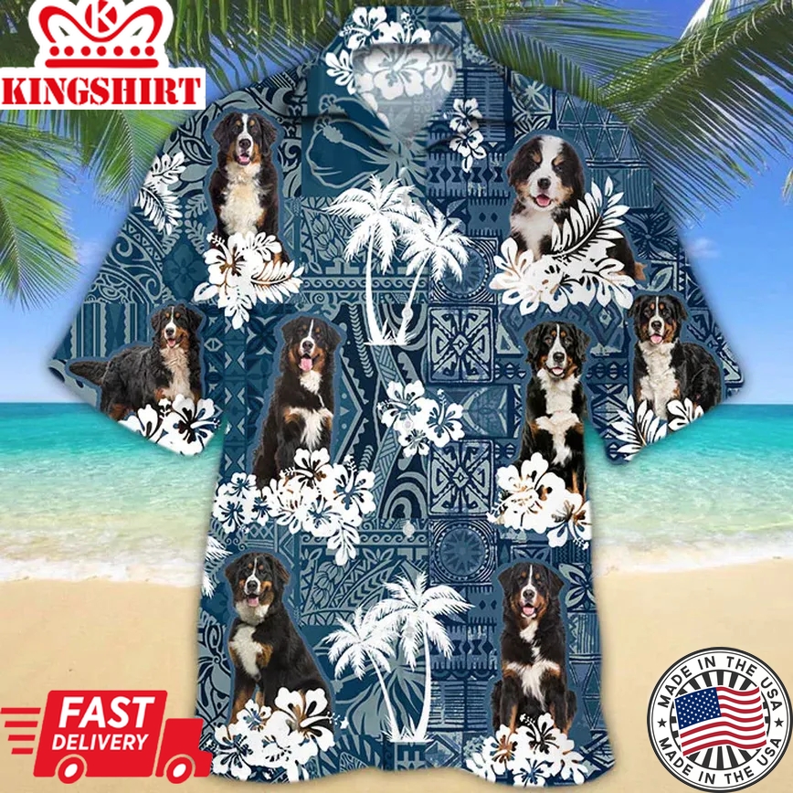 Bernese Mountain Trendy Hawaiian Shirt, Dog Trendy Hawaiian Shirt Men Women, Short Sleeve Hawaiian Aloha Shirt