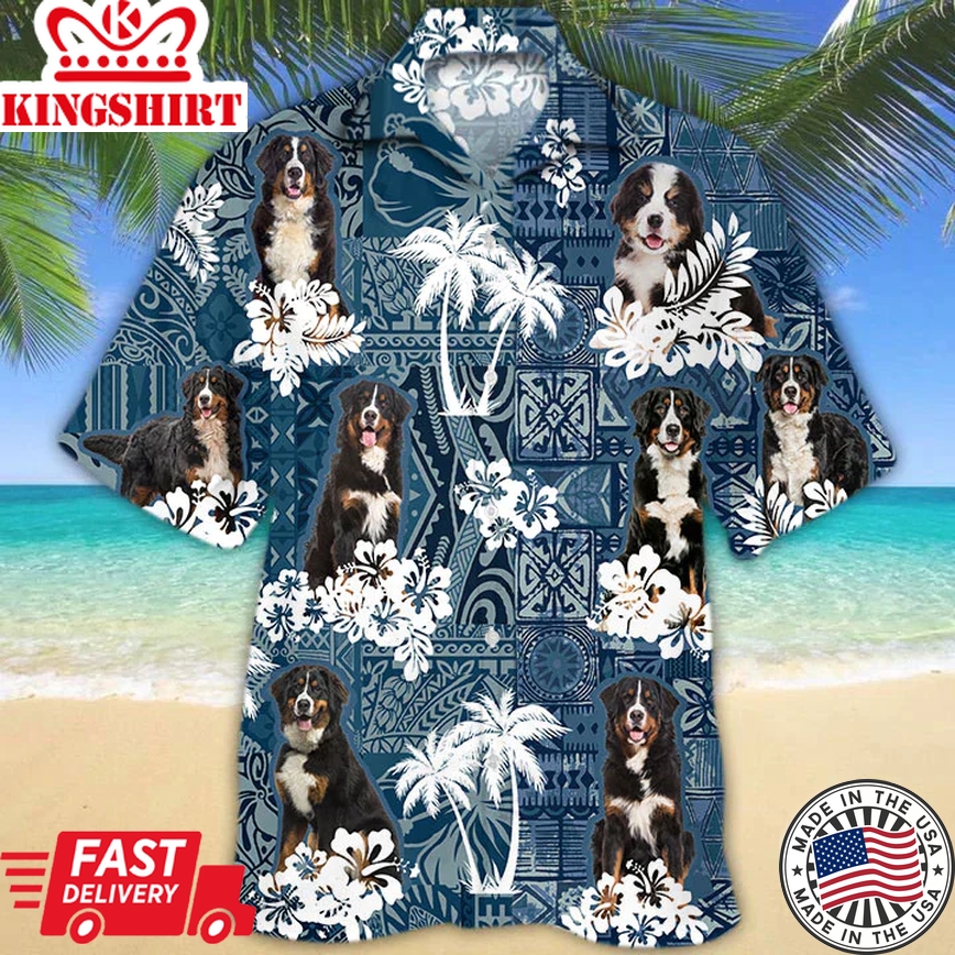 Bernese Mountain Trendy Hawaiian Shirt, Dog Trendy Hawaiian Shirt Men Women, Short Sleeve Hawaiian Aloha Shirt