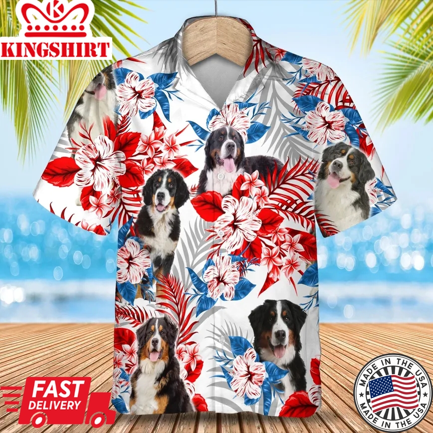 Bernese Mountain Trendy Hawaiian Shirt, Summer Aloha Shirt, Men Trendy Hawaiian Shirt, Women Trendy Hawaiian Shirt