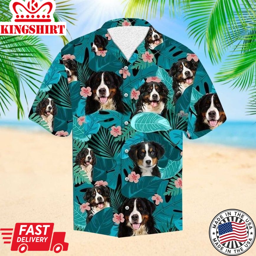 Bernese Mountain Tropical Hisbiscus Hawaii Shirt Berner Dog Lover Gift 3D Trendy Hawaiian Shirt