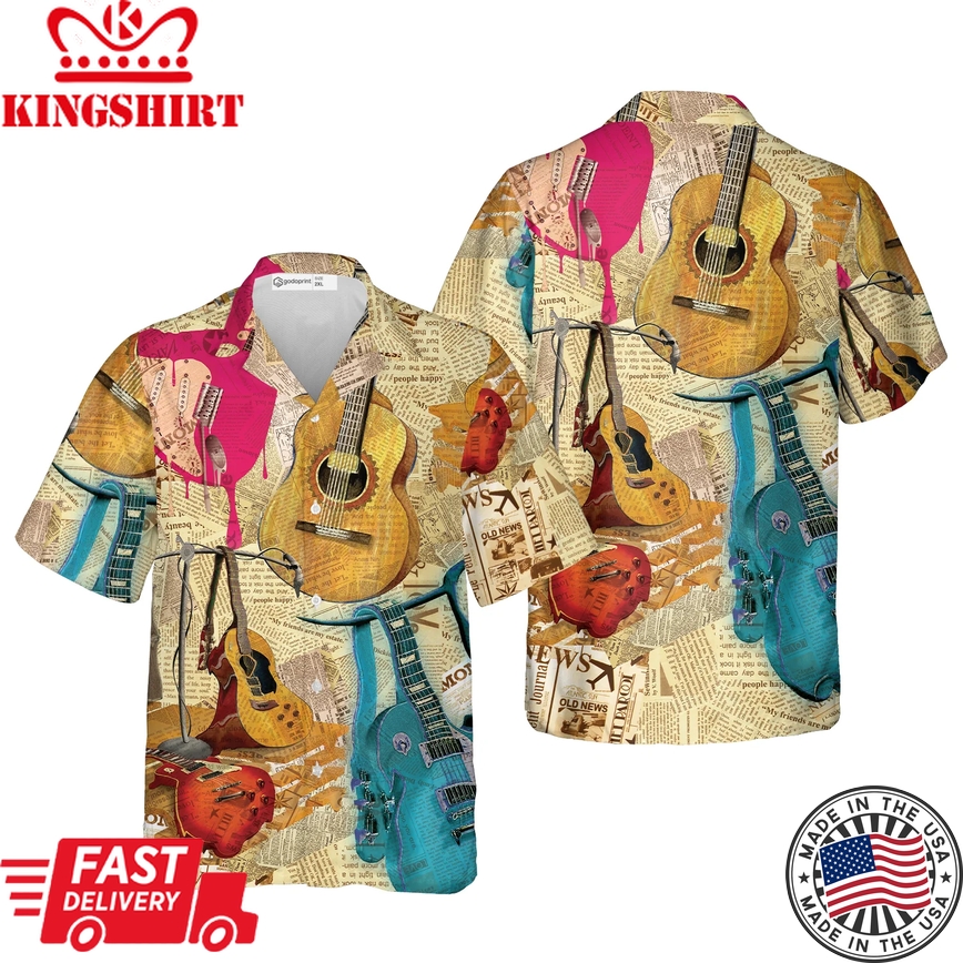 Best Guitarist In The Country Guitar Trendy Hawaiian Shirt For Men, Gift For Guitar Lover Music Instrument Player