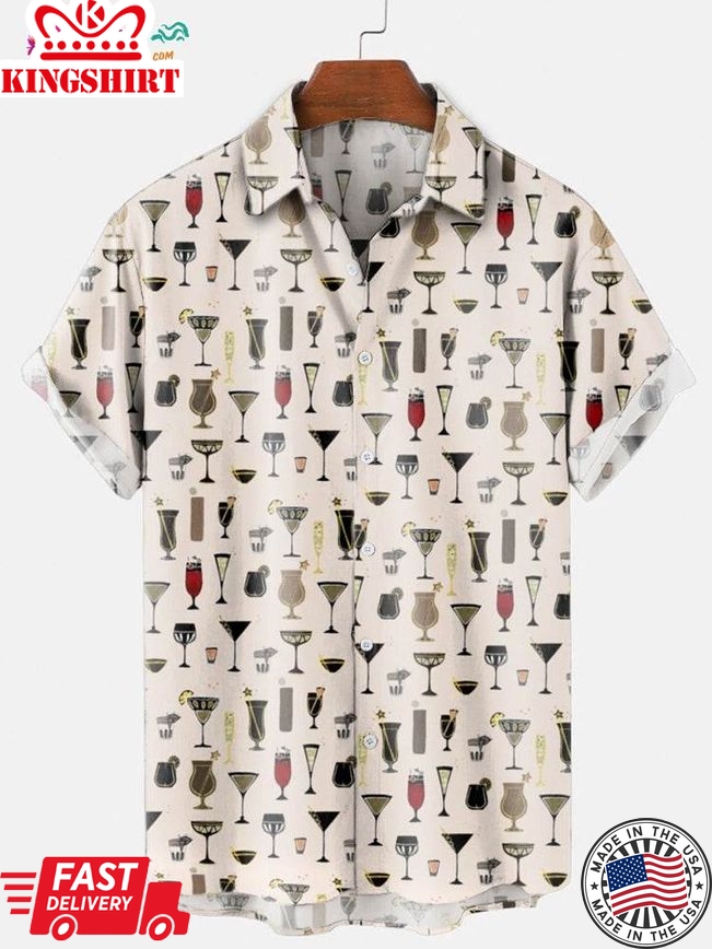 Beverage Geometric Printed Trending Hawaiian Shirts Shirt