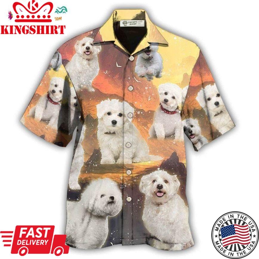 Bichon Frise Dog Lovely Sunset Hawaiian Shirt