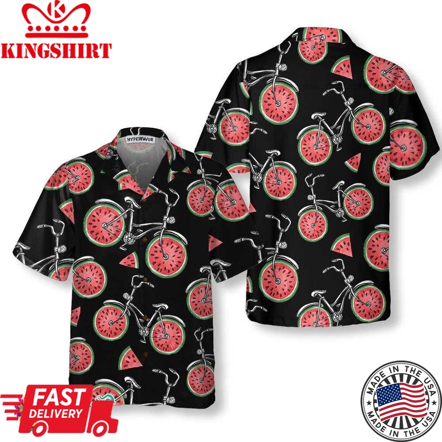 Bicycles With Watermelon Wheels Hawaiian Shirt, Funny Cycling Shirt For Men & Women