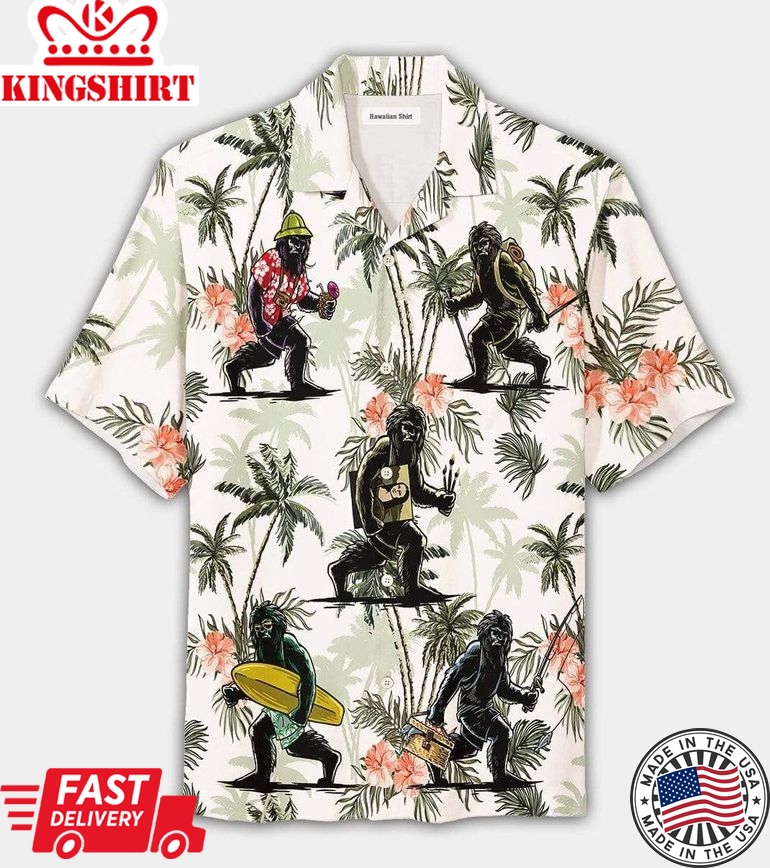 Bigfoot Aloha Shirt Bigfoot On Vacation Trendy Hawaiian Shirt