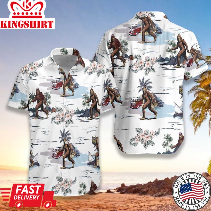 Bigfoot Floral Aloha Trendy Hawaiian Shirts For Men & For Women