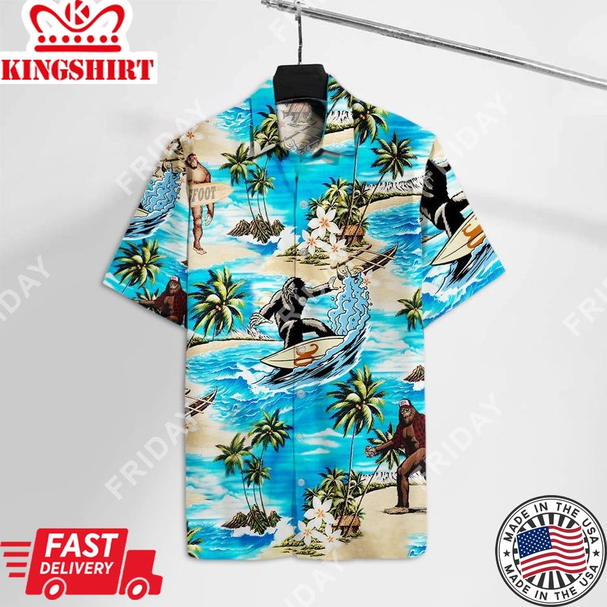 Bigfoot Hawaii Shirt Bigfoot Surfing Hawaiian Shirt Adult Aloha Shirt