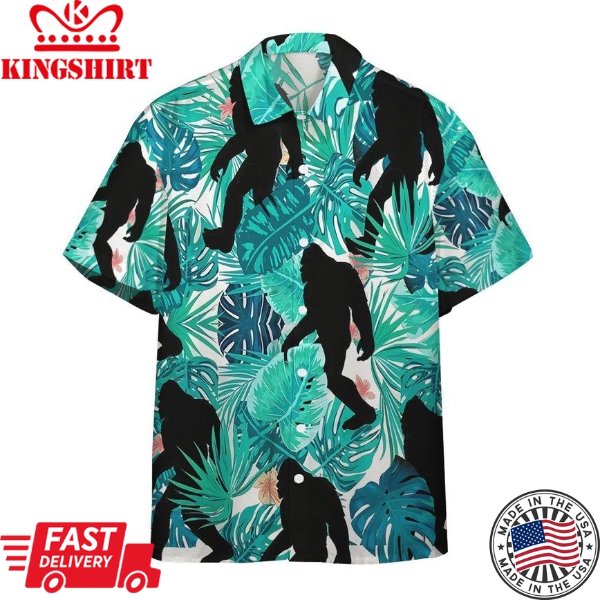 Bigfoot Hawaiian Shirt Bigfoot Tropical Forest Hawaii Shirt