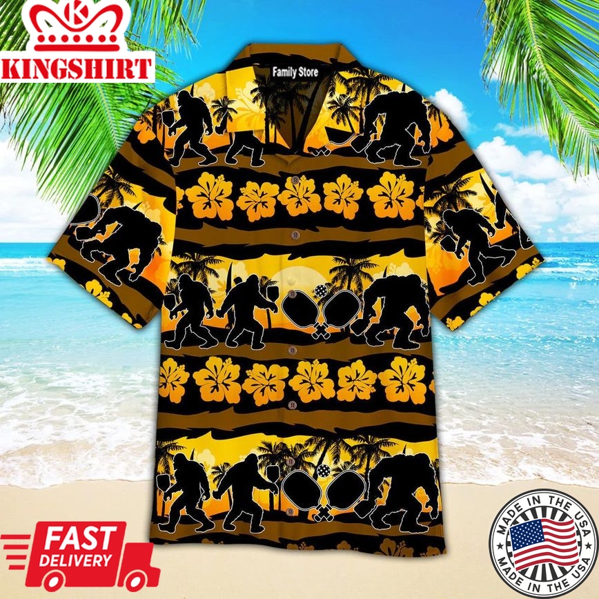 Bigfoot Loves Pickleball Nature Beach Hawaiian Shirts