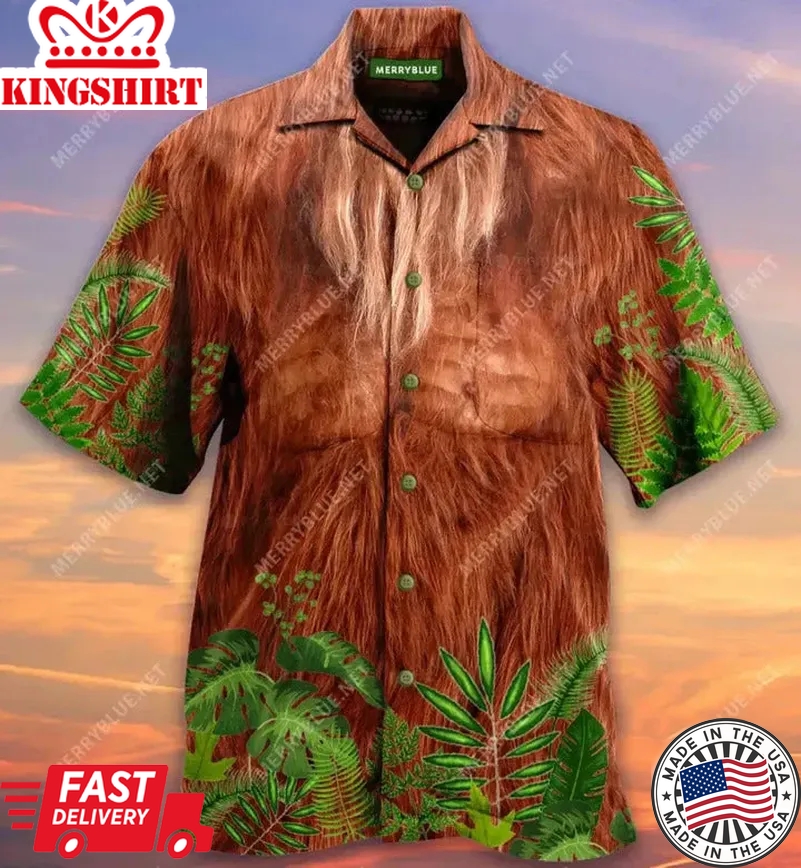 Bigfoot Trendy Hawaiian Shirt Bigfoot Fur In The Forest Costume Hawaii Aloha Shirt