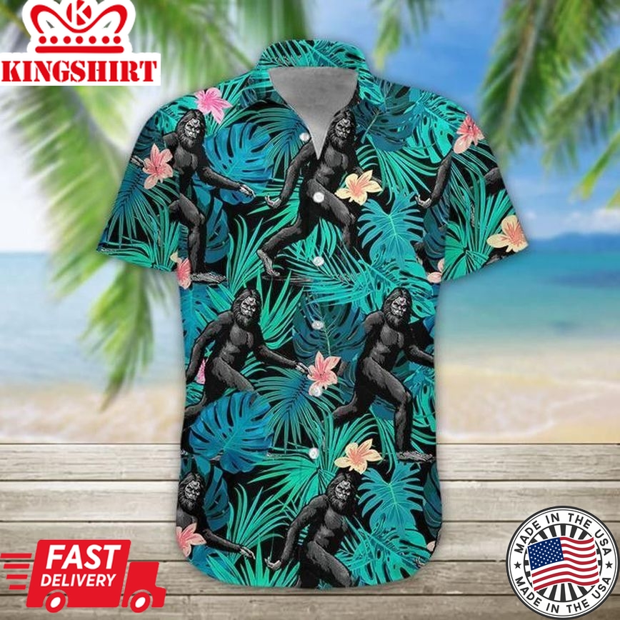 Bigfoot Tropical Aloha Trendy Hawaiian Shirts For Men & For Women