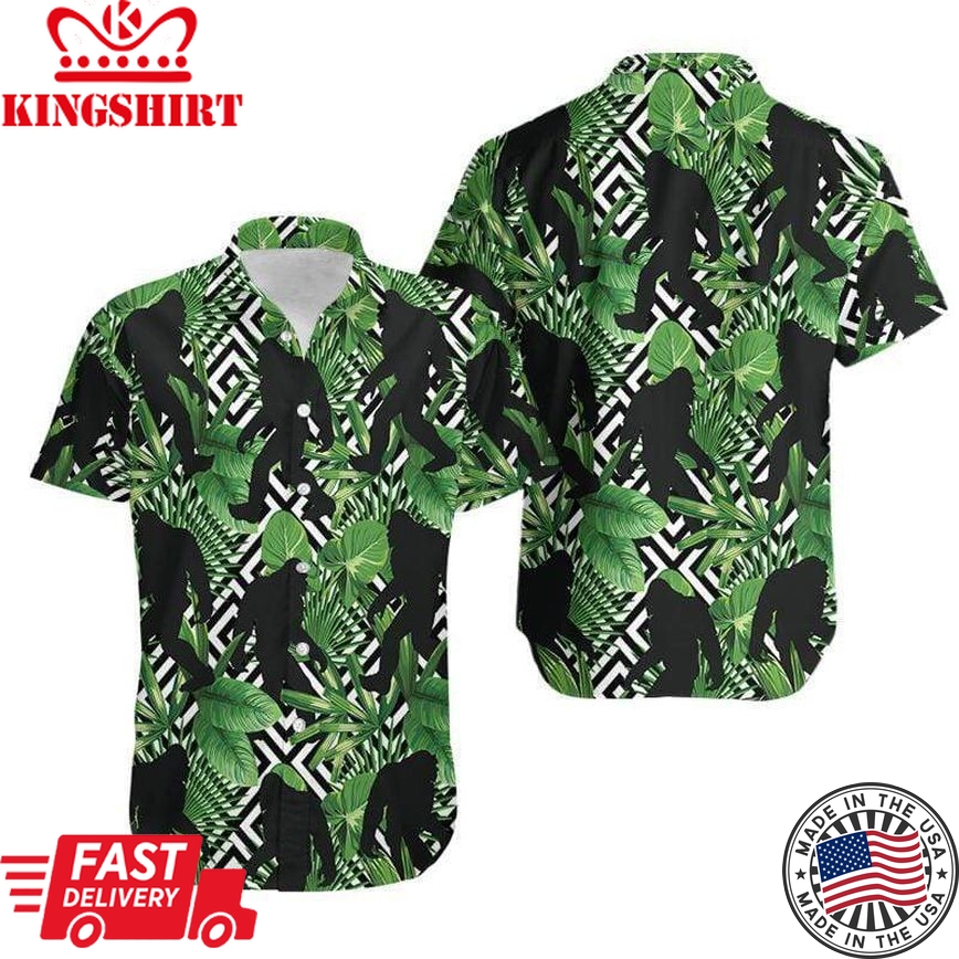 Bigfoot Tropical Hawaii Shirt Green Bigfoot Jungle Hawaiian Shirt