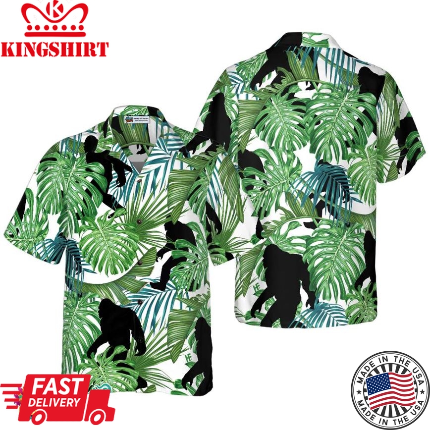 Bigfoot Tropical Seamless Pattern Hawaiian Shirt