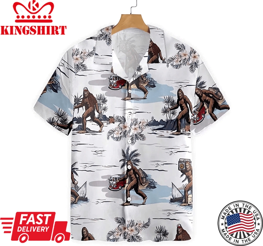 Bigfoots Are Ready Summer Trendy Hawaiian Shirt, Button Up Aloha Shirt For Men, Women