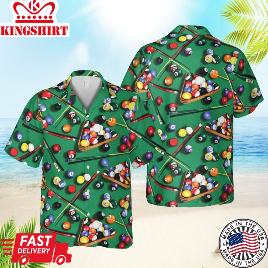 Billards Table Green Trendy Hawaiian Shirt, Summer T-Shirt