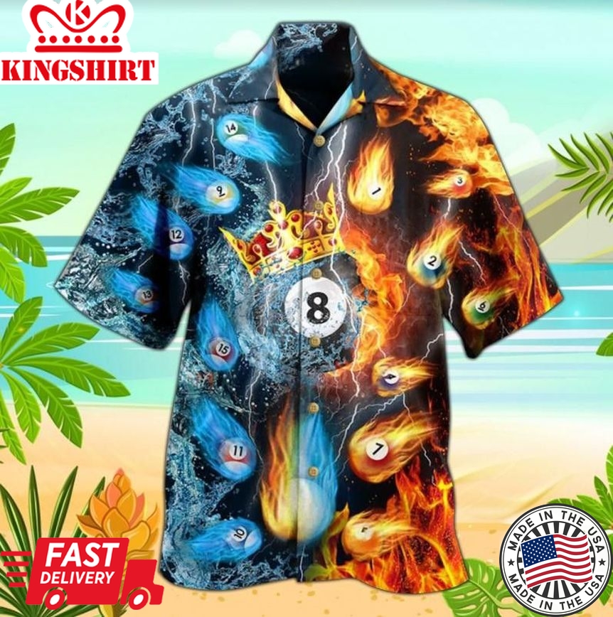 Billiard Fire And Water Trendy Hawaiian Shirt For