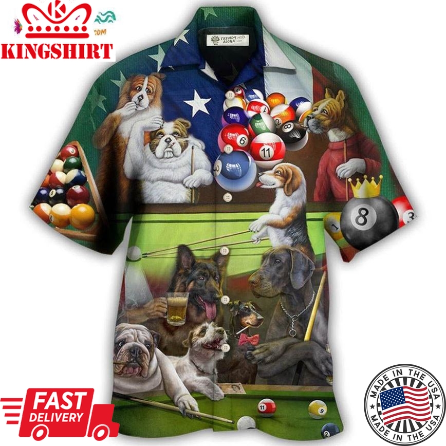 Billiard Independence Day Funny Dogs Hawaiian Shirt