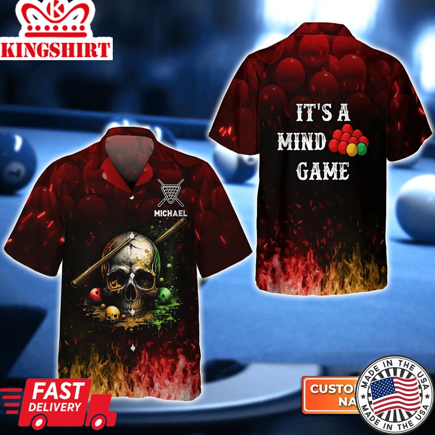 Billiard Skull Snooker It's A Mind Trendy Hawaiian Shirt, Billiard Team Shirt, Billiard Shirt For Men And Women