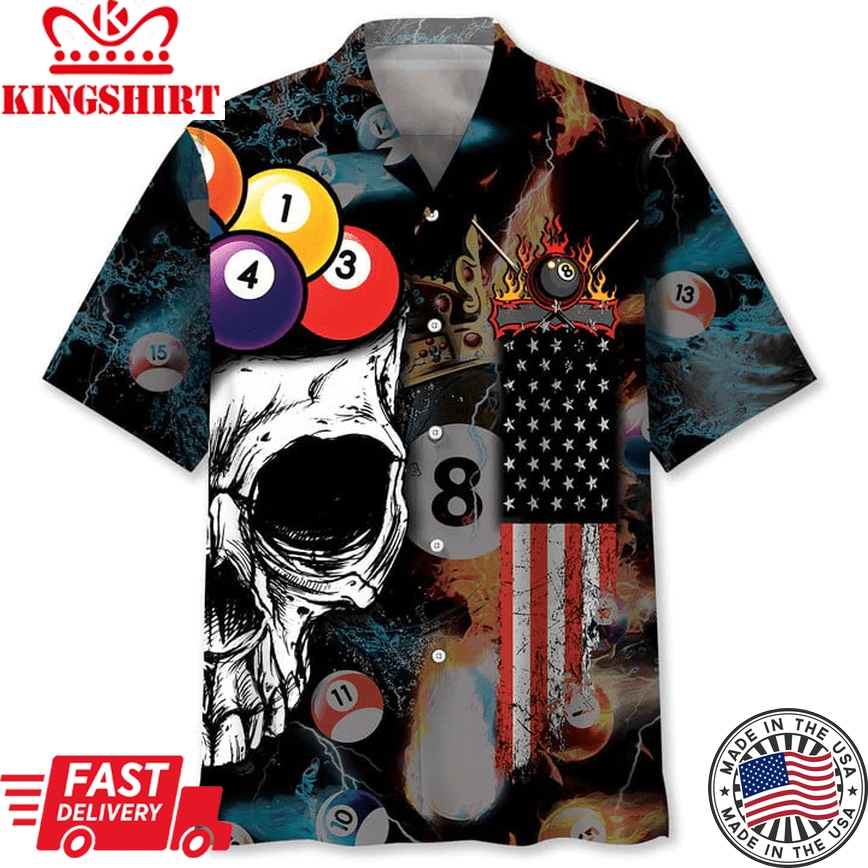 Billiard Skull Trendy Hawaiian Shirt, Billiard Team Hawaiian Shit For Men, Gift For Billiard Player