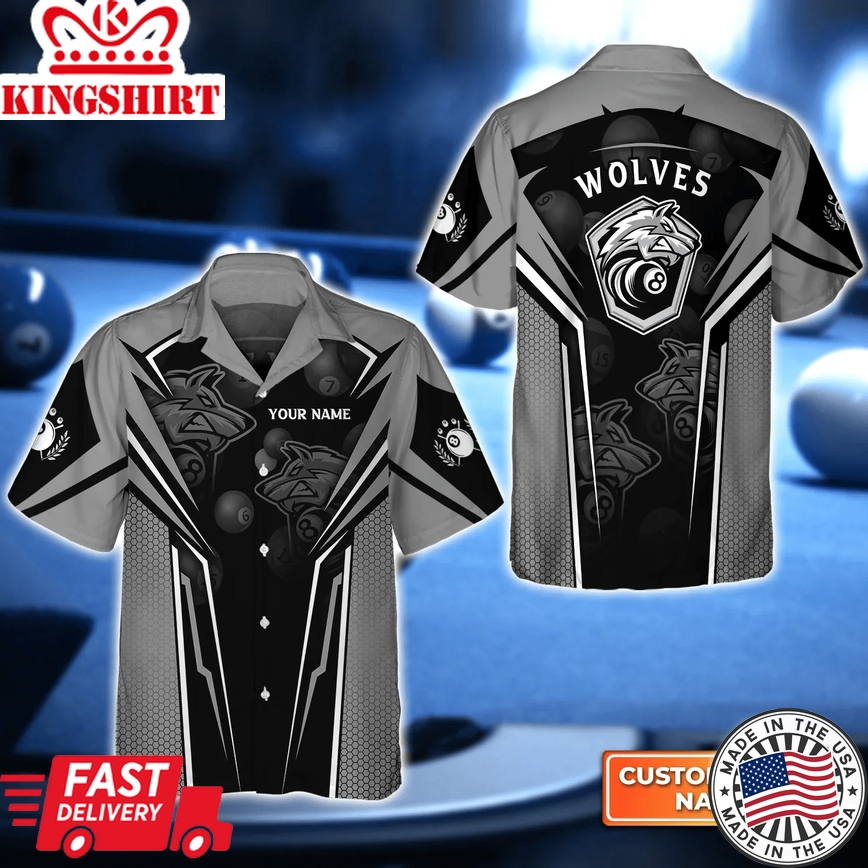 Billiard Wolf Pack: 3D Trendy Hawaiian Shirt for Masterful Billiard Team and Players