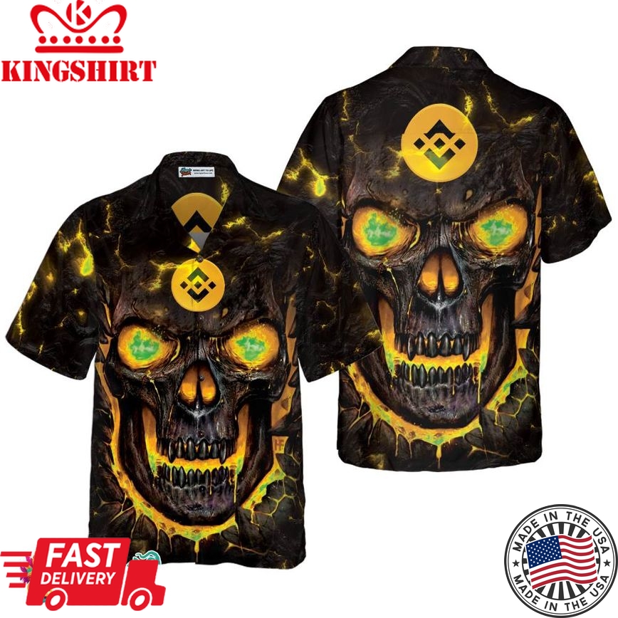 Binance Coin Skull Fire Hawaiian Shirt