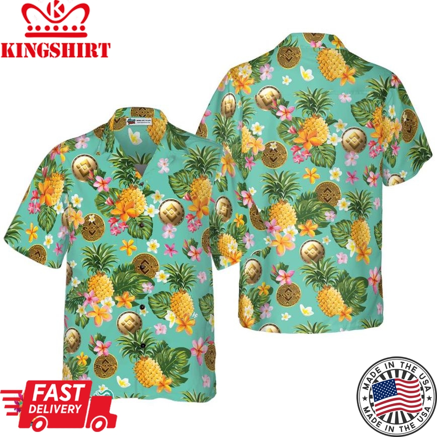 Binance Coin Yellow Tropical Flower Hawaiian Shirt