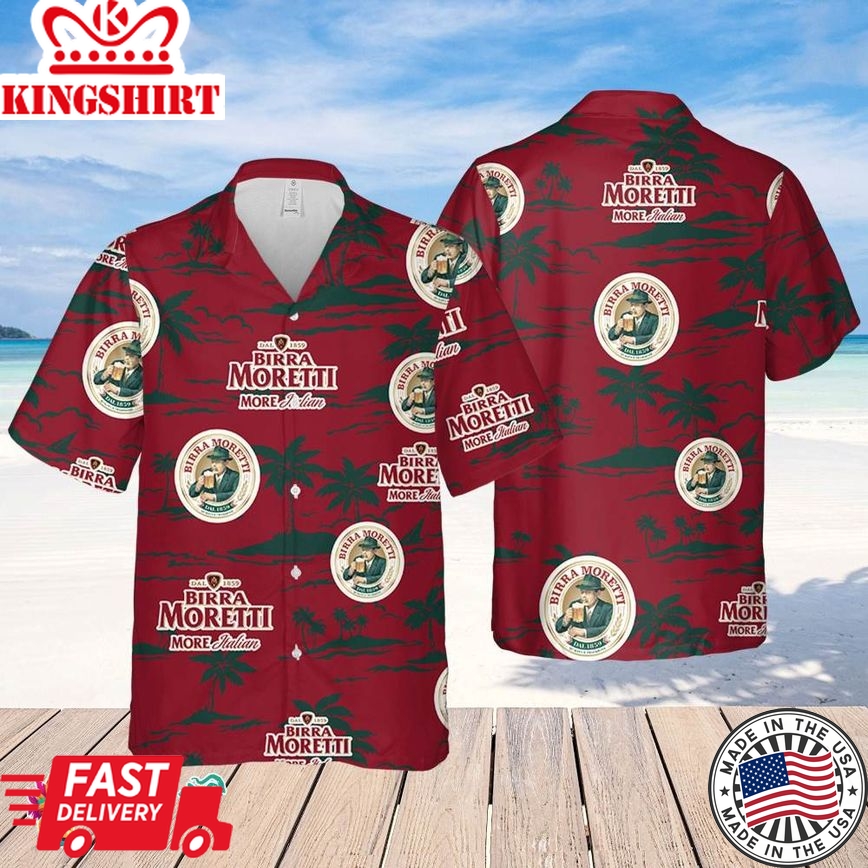 Birra Moretti Hawaiian Beach Pattern Shirt, Hawaii Beer Shirt, Birra Moretti Hawaiian Summer Shirt, Birra Moretti Aloha Shirt