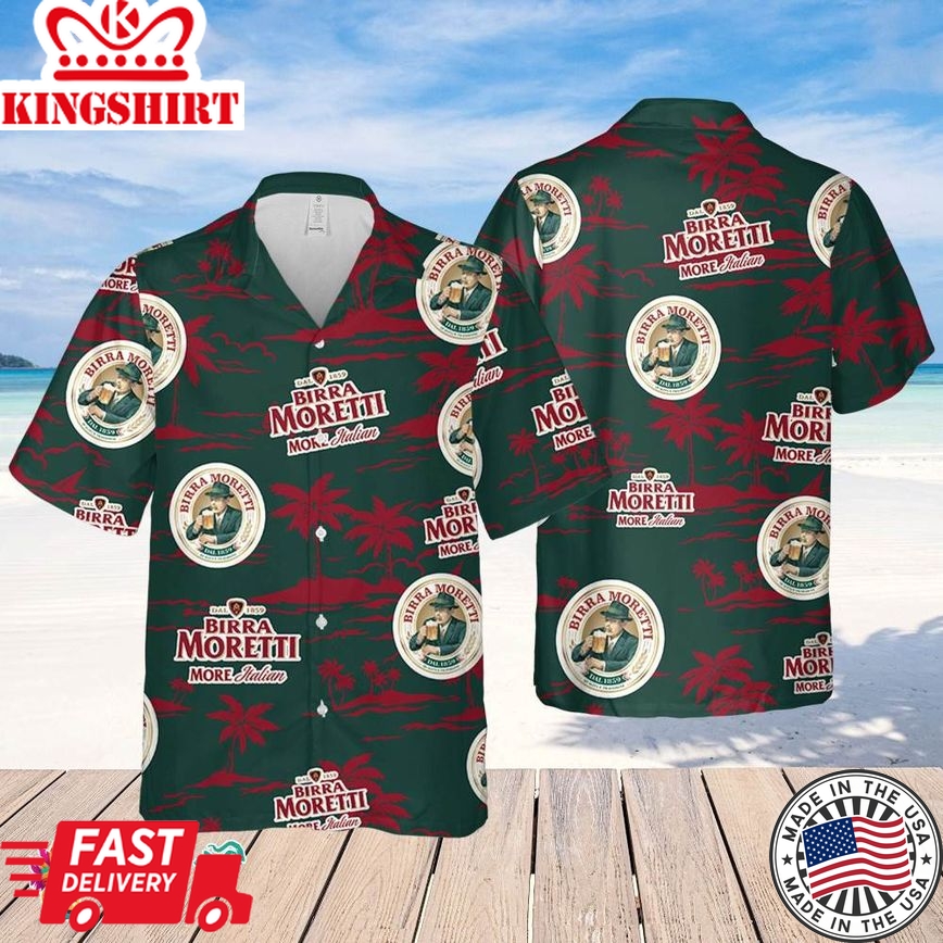 Birra Moretti Hawaiian Beach Pattern Shirt, Summer Beer Hawaiian Shirt