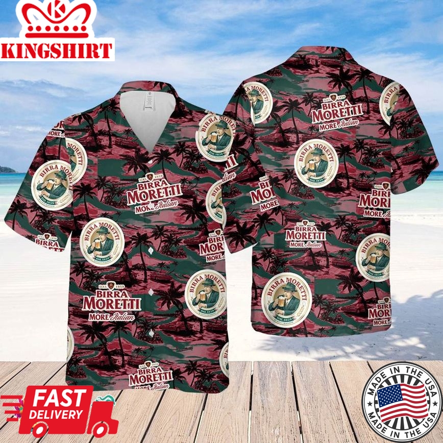 Birra Moretti Hawaiian Sea Island Pattern Shirt, Summer Beer Hawaiian Shirt