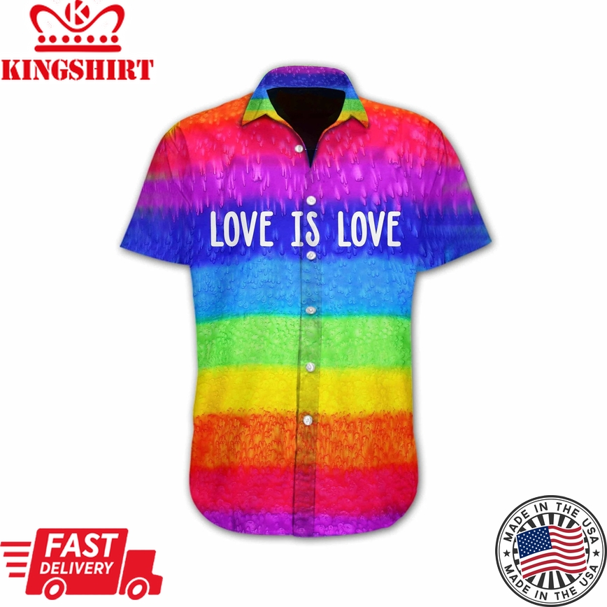 Bisexual 3D Shirt, Vivid Lgbt Love Is Love Design Hawaiian Shirt