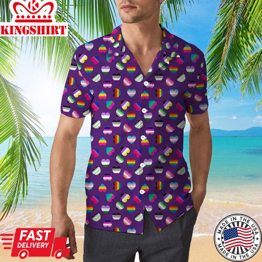 Bisexual Beach Hawaiian Full Print Shirt, Hawaii Shirt For Trans Queer