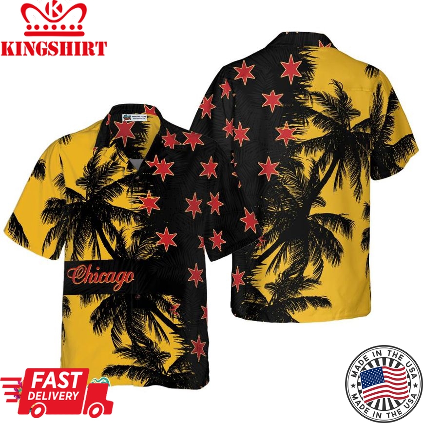 Black & Yellow Chicago Hawaiian Shirt