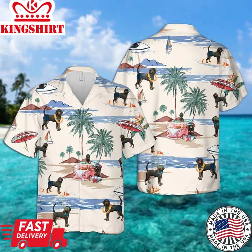 Black And Tan Coonhound Summer Beach Trendy Hawaiian Shirt, Trendy Hawaiian Shirts For Men, Trendy Hawaiian Shirts For Men, Aloha Beach Shirt