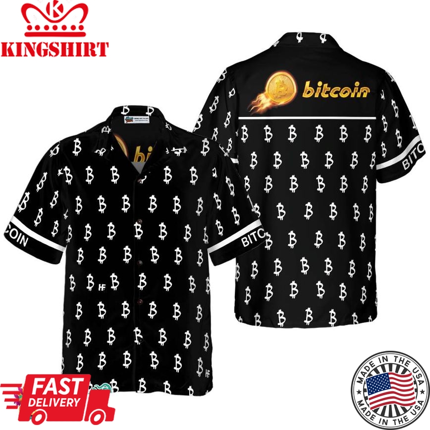 Black And White Bitcoin Pattern Hawaiian Shirt