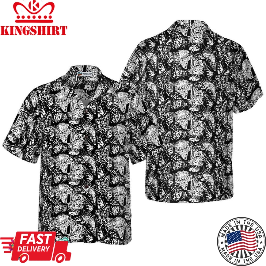 Black And White Butterfly Shirts For Men Hawaiian Shirt