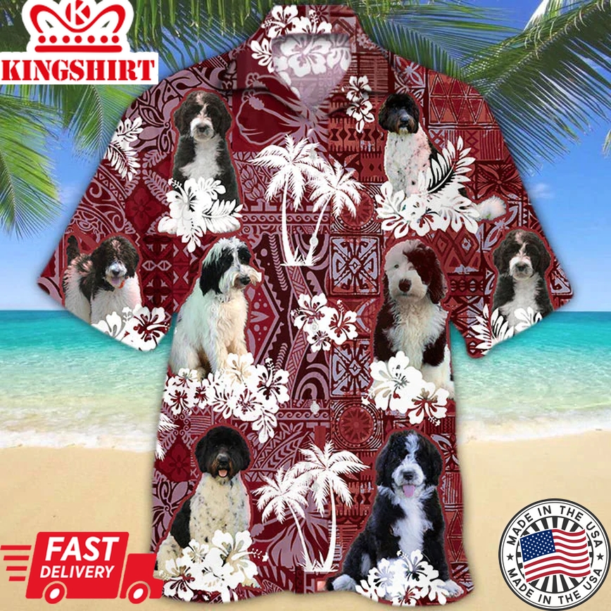 Black And White Goldendoodle Trendy Hawaiian Shirt, Gift For Dog Lover Shirts, Animal Summer Shirts, Trendy Hawaiian Shirt Men