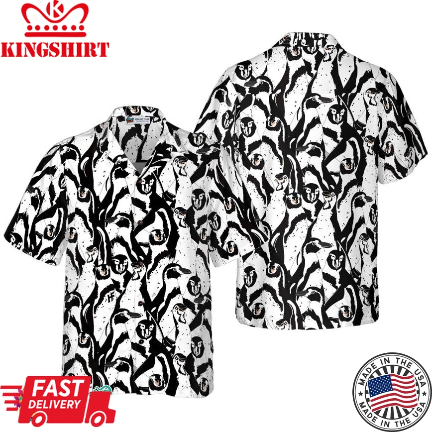 Black And White Penguin Shirt For Men Hawaiian Shirt